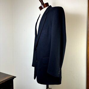 Burberrys Men's Sport Coat Blazer Navy Blue Size 44 Super 100's Wool Suit Jacket